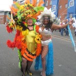 Ann Comber in Carnival outfit with another Preston Guild Procession member