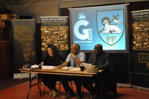 Clinton Smith , Chair (centre), Jonathan Pond, Treasurer (right), Christina Cooper, Secretary (left), Preston Black History Group committee